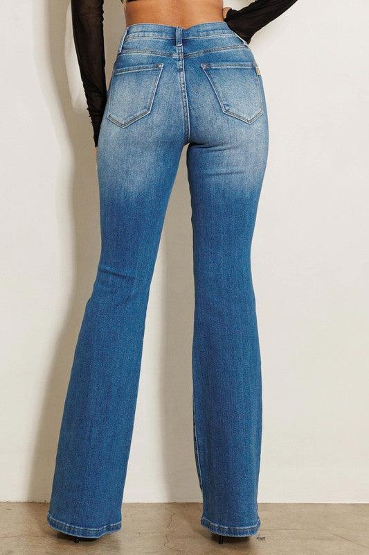 High Rise Distressed Flare Jeans - LQ Boutique