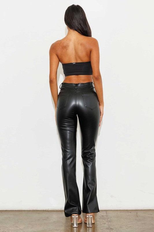Leather Side Slit Bootcut - LQ Boutique
