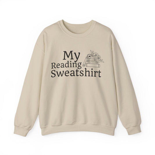 Show your love for books with this unique 'This is my reading sweatshirt'.